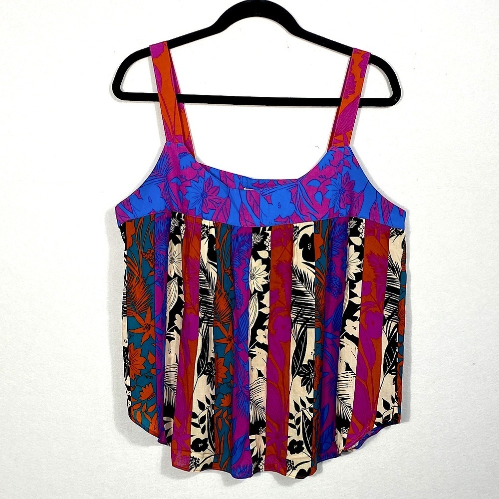 Rose & Olive Colorful Floral Tank Top size large